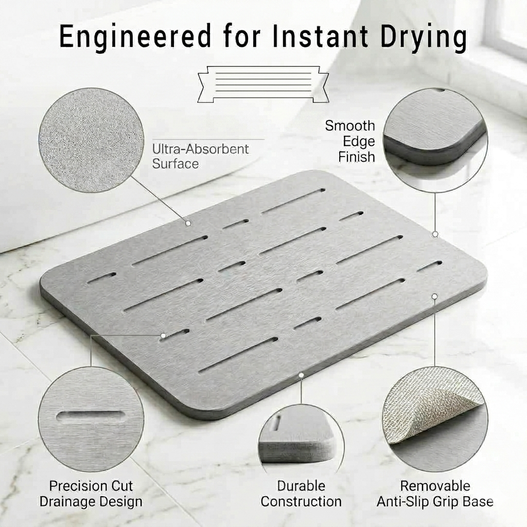 Drying Stone Mat – Diatomite Bath Mat